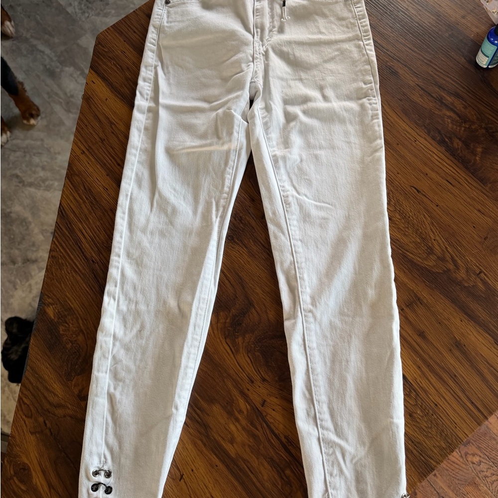 KanCan Women's White Straight Leg Jeans